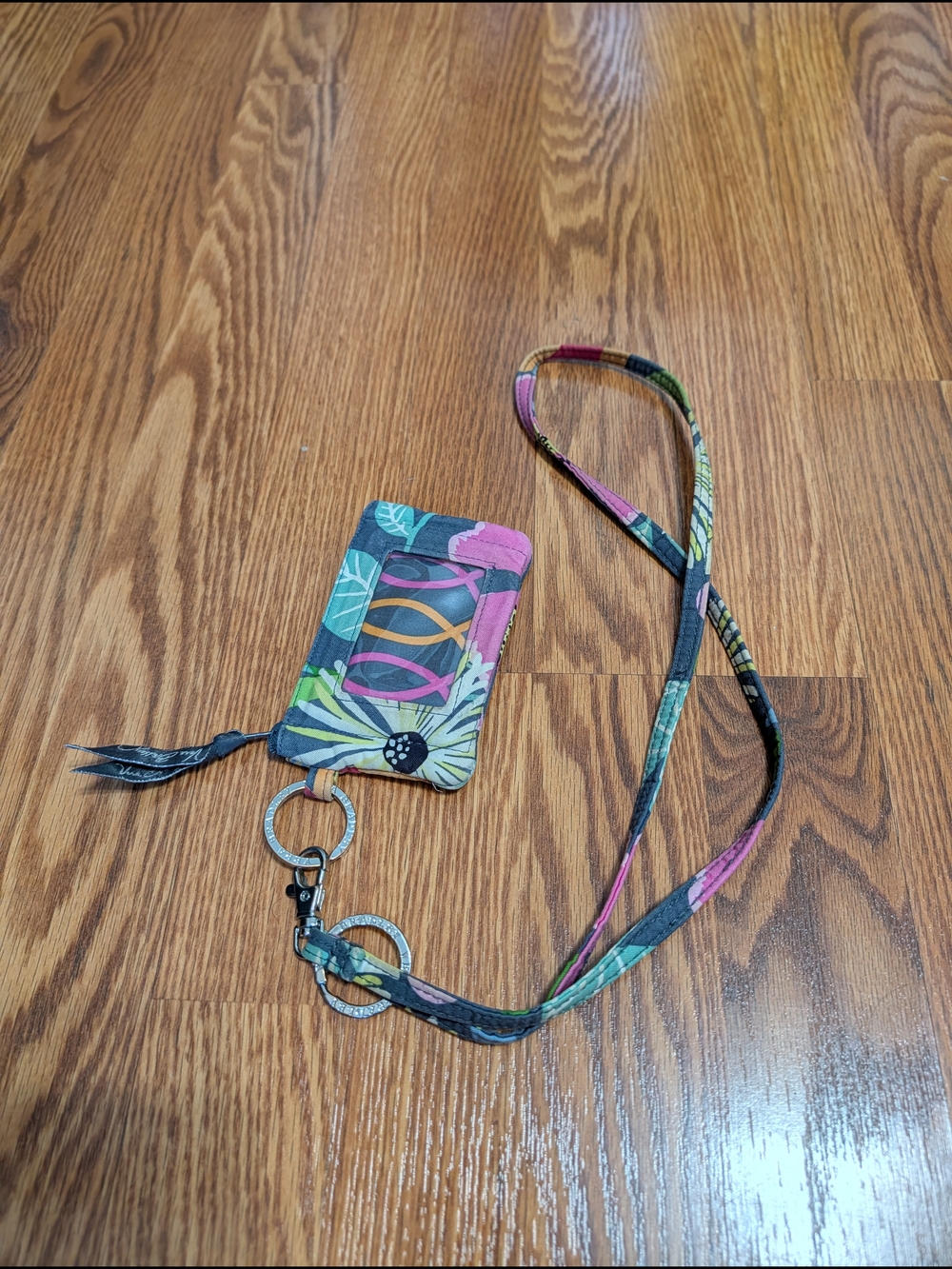 Vera Bradley Floral Multi-Color Lanyard ID Wallet With Zipper
